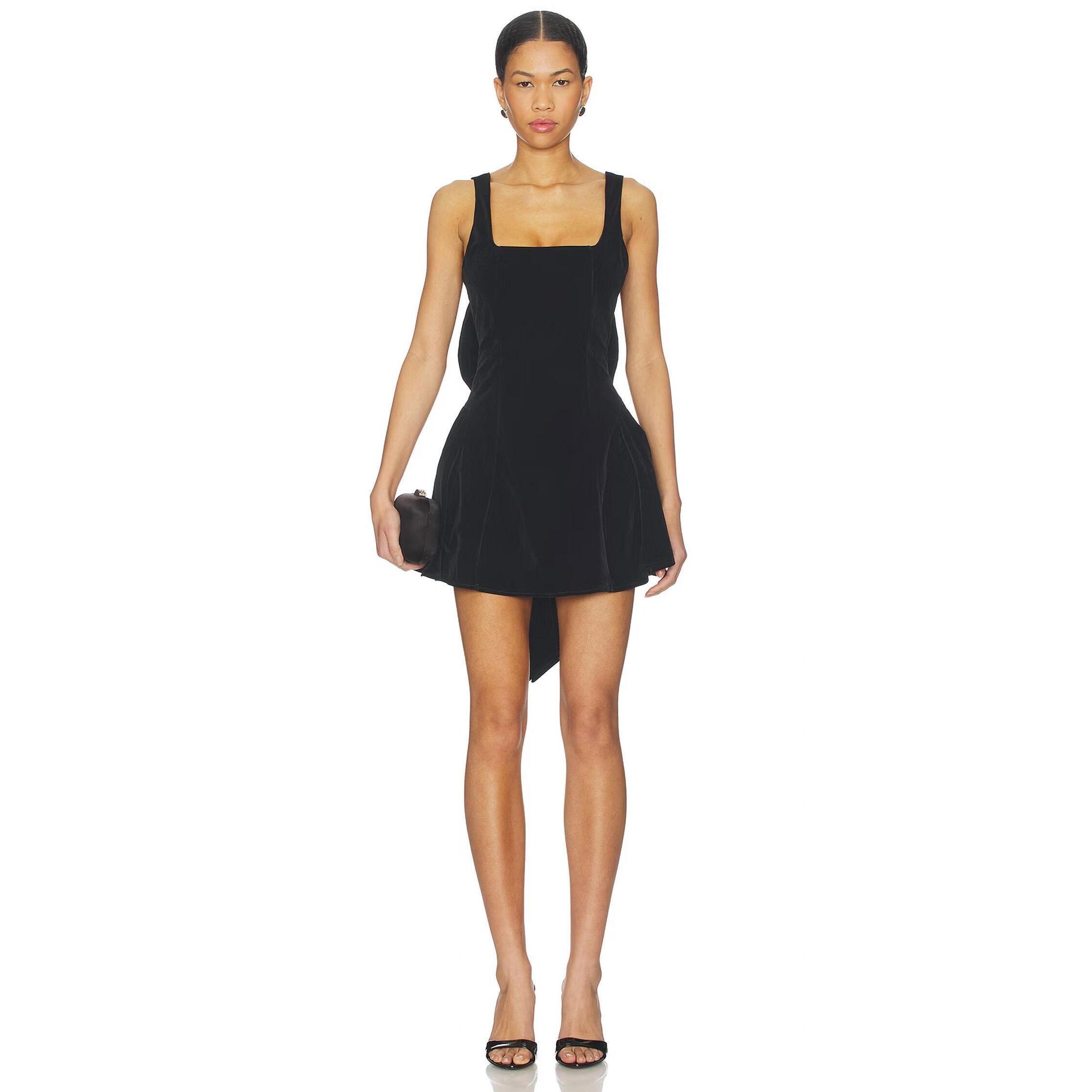 New More To Come Estella Bow Back Dress In Black
